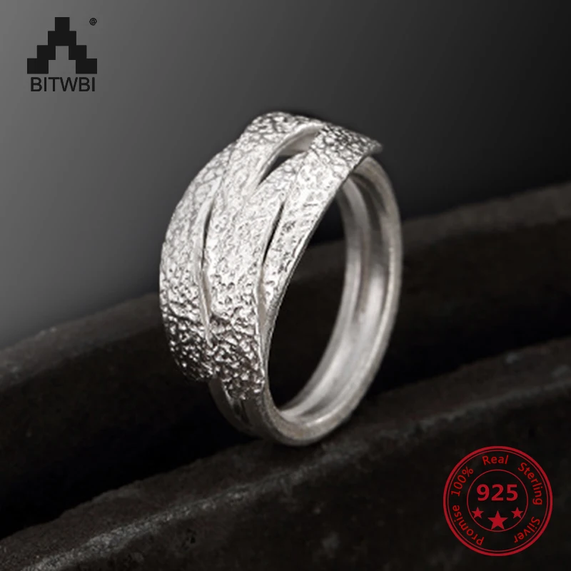 

925 Sterling Sliver Rings Retro Thai Silver Personality Simple Wild Ring for Women Open Ring Jewelry