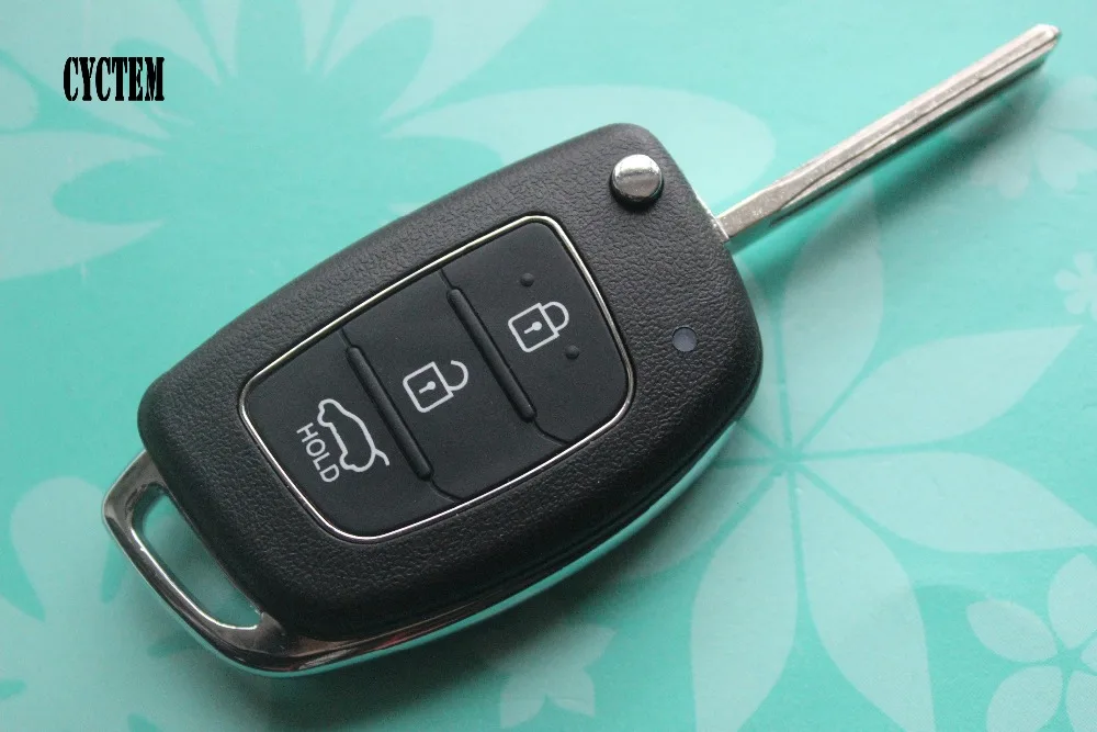

CYCTEM Car Key Blank Cover 3 Buttons Flip Folding Remote Key Shell Keyless Entry Fob Case Fit For Hyundai IX45 Santa Fe New IX35