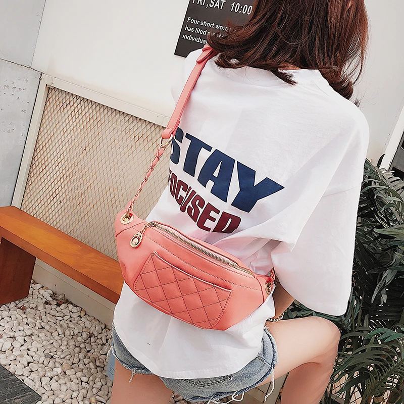 Janespri Fashion Waist Bag Women Fanny Waist Packs High Quality Quilted Belt Bag PU Leather Ladies Handbag Crossbody Chest Bag (20)