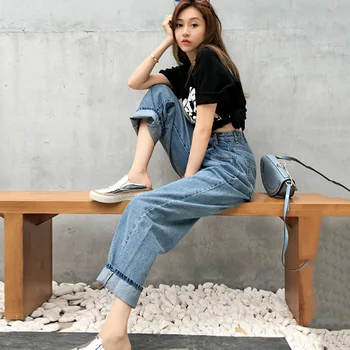 

Jeans Wide Leg High Waist Women's Pants Denim Vintage Loose Trousers for Women 2020 Spring Autumn Students Denim Clothes Female