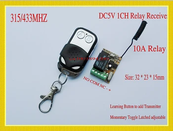 

315/433mhz 1ch 5V DC Relay Remote switch Mini Light Lamp LED Power wireless controller COM NC NO micro rf receiver transmitter