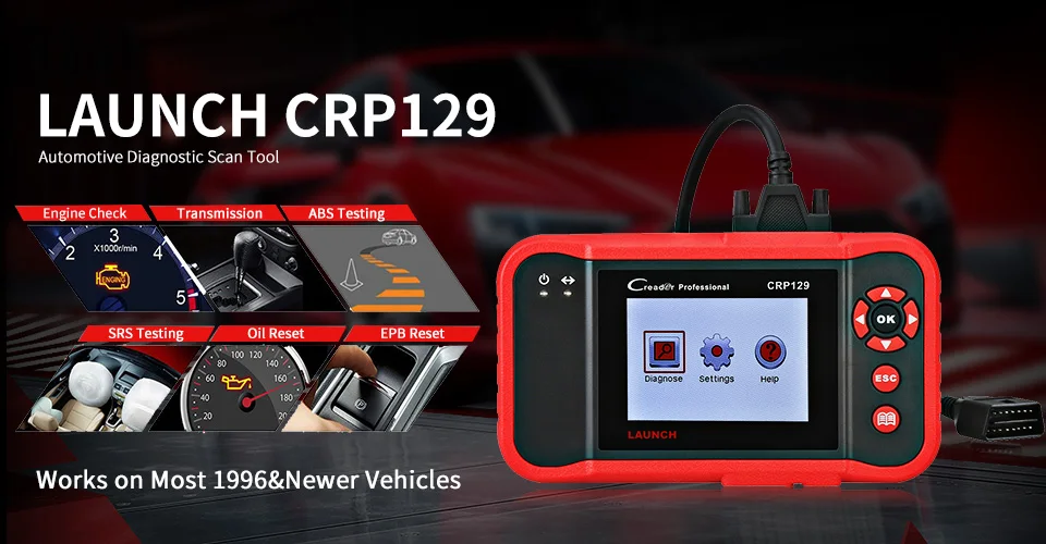 LAUNCH CRP129 OBD2 сканер автомобильный диагностический инструмент ABS сканер для подушек безопасности Автоматическая диагностика Автосканер тормоза SAS сброс масла