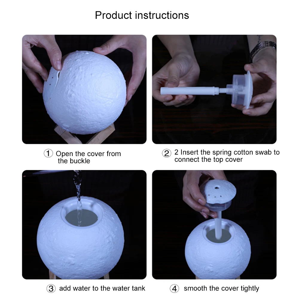 Креативный 880 мл увлажнитель воздуха+ 3D принт Лунная лампа сенсорный выключатель светодиодный Ночной светильник на батарейках ночной Светильник Декор для спальни подарок