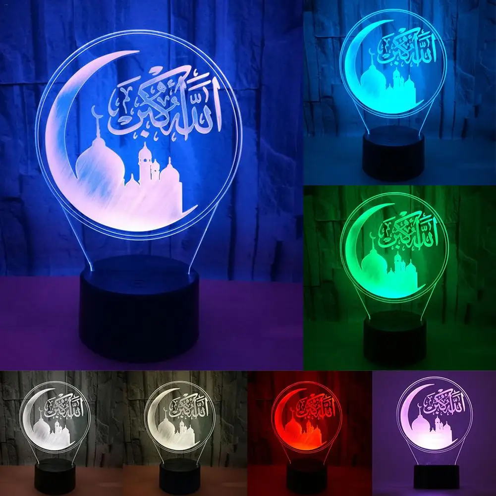 

7 Colors Changing Touch Control 3D Acrylic LED Night Light USB Powered Ramadan Decorative Desk Lamp Creative Table Light
