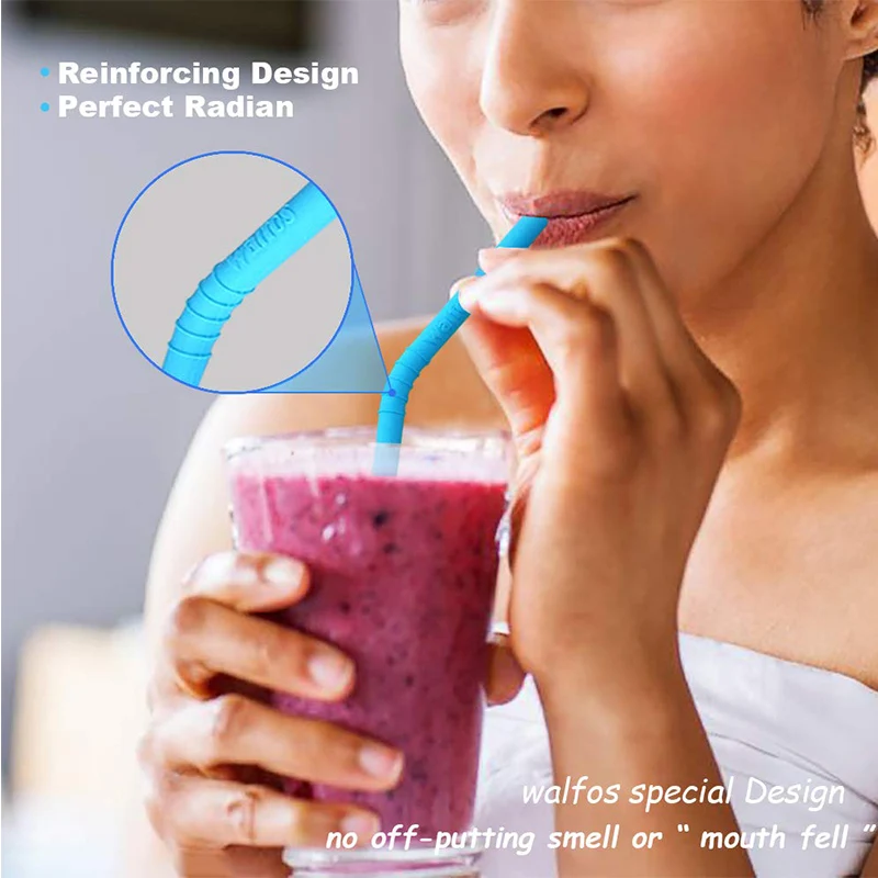 Reusable Silicone Straws Set Extra Long Flexible Straws Bar accessories
