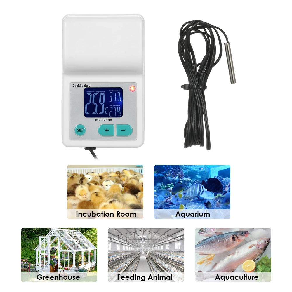 DTC-2000 AC110-240V 10A Thermoregulator Digital Water Temperature Controller Thermocouple Thermostat+ Waterproof Sensor Probe