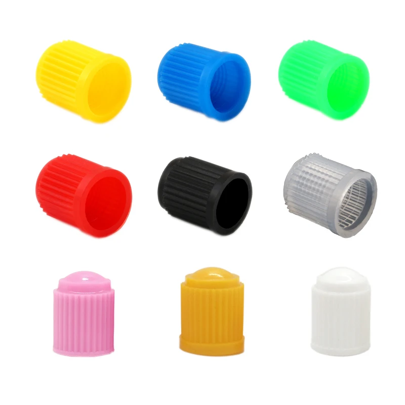 

Plastic ABS Tire Valve Stem Cap for Car, Motorbike, Trucks and Bicycles Black Red Pink Green Yellow Transparent (Pack of 100pcs)