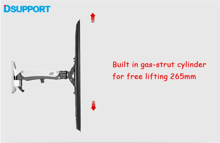 NB F400 газовая стойка 5"-60" светодиодный ЖК-телевизор настенный держатель для монитора с полным движением нагрузка на руку: 22-55lbs(15-23kgs) серебристый черный