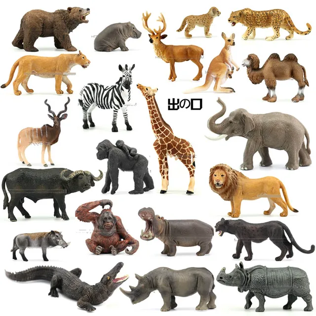 Genuine jungle wild farm Zoo animal sets lion tiger hippo