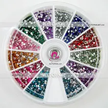 По dhl-1.5mm граненый круглый Дизайн ногтей Стразы 144000 шт. 12 цветов Профессиональный 60 Колёса 3D Дизайн ногтей украшения