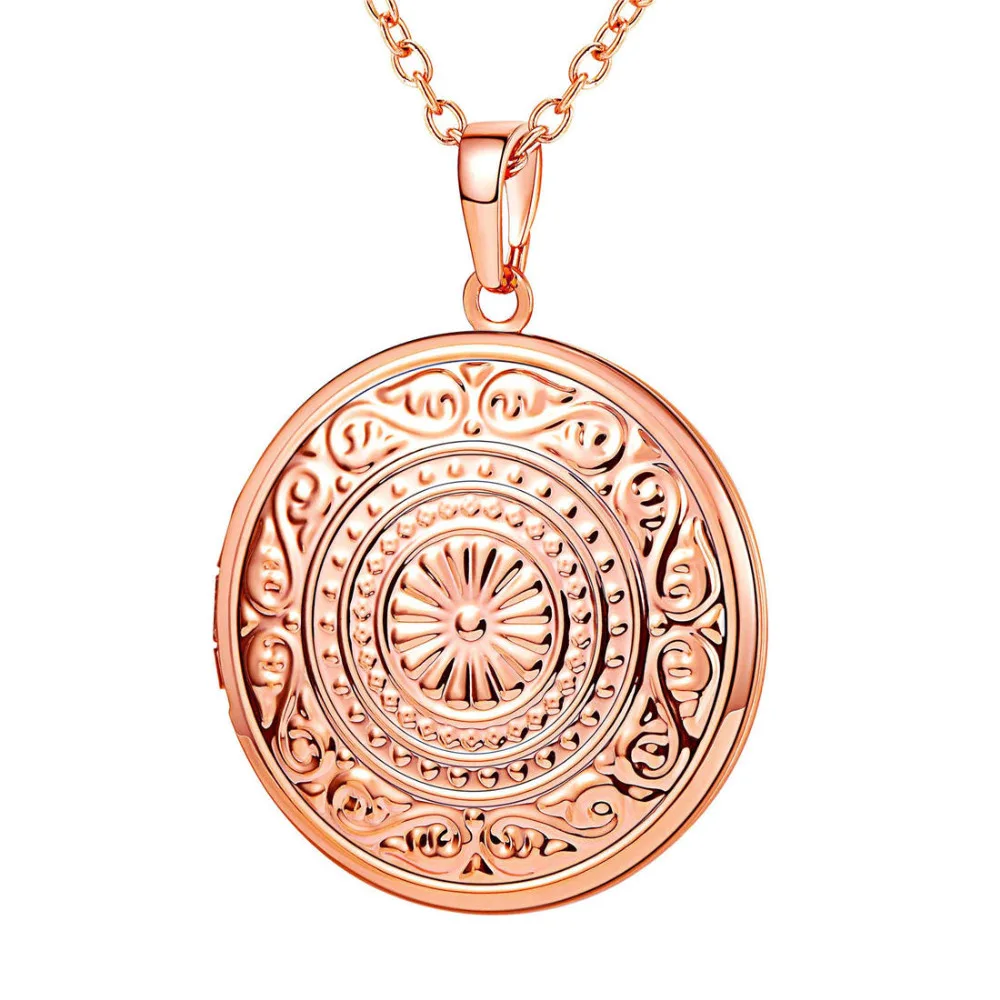 

Fantasitc Novelty Sun Flower Pattern Locket Pendant Necklace Rose Gold/Gold/steel Color Women Fashion Jewelry P3517G