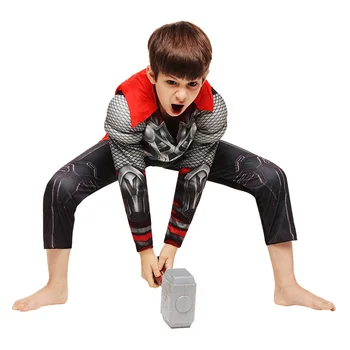 

Halloween Kids Boys Girls Thor Costume Cosplay The Avengers Muscle Costume Children Carnival party fancy dress( no weapon)