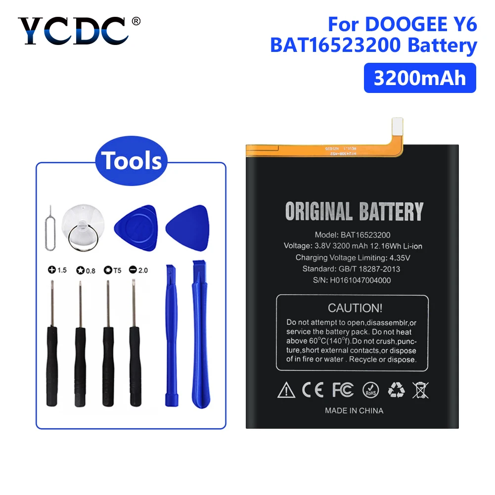 

Real 3200mAh BAT16523200 Lithium Polymer Mobile Phone Battery For DOOGEE Y6 Y6C Y6 Piano MTK6750 Batteries Free Tools