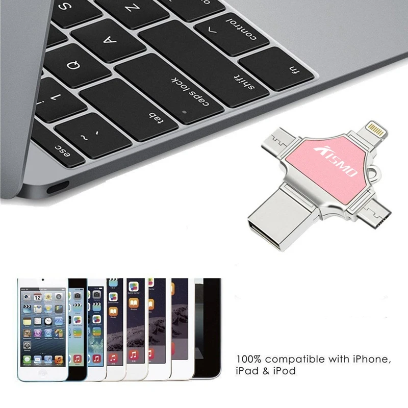 USB флеш накопитель Kismo 4 в 1 16 ГБ 32 64 Гб 128 256 otg карта памяти Type C для Samsung S8 S9 iphone X 8 7 6