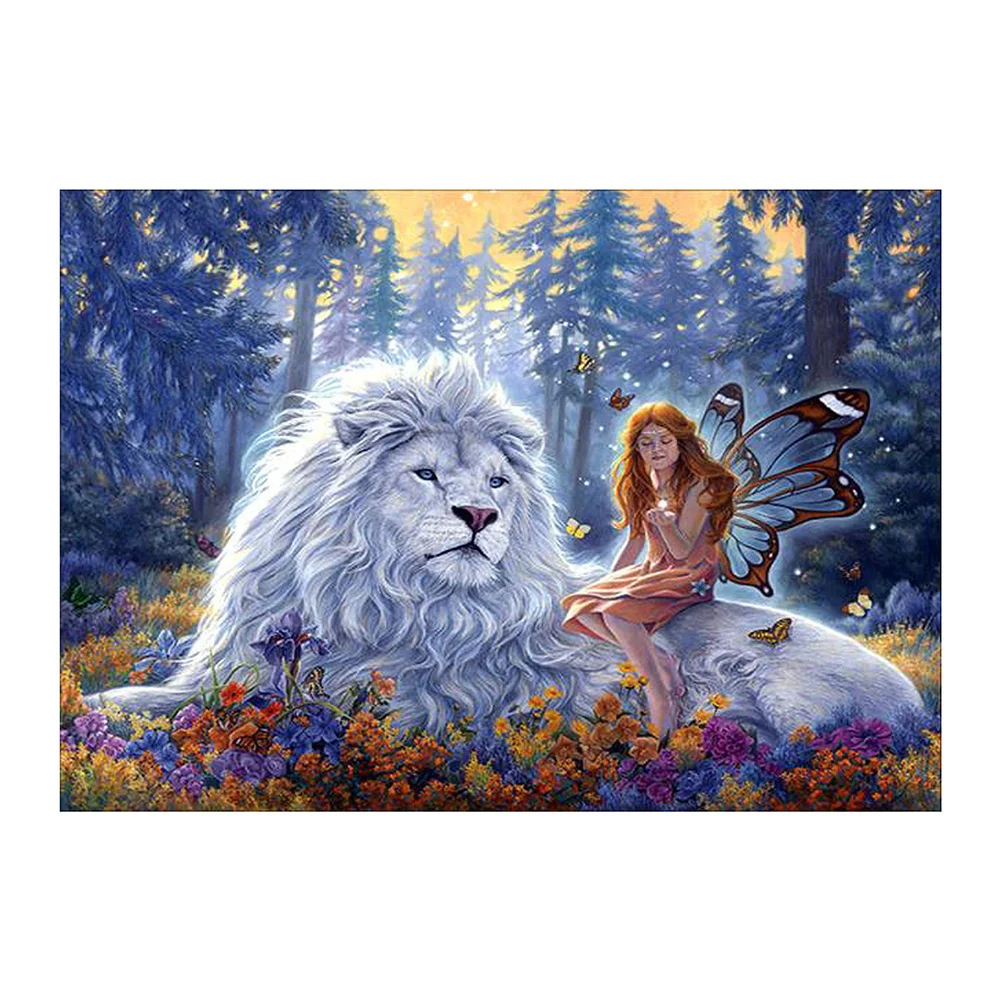 

5D Diamond White Lion Mosaic Painting Rhinestone Diamond Paint Cross Stitch Living Room Needlework Kits DIY Diamond Embroidery