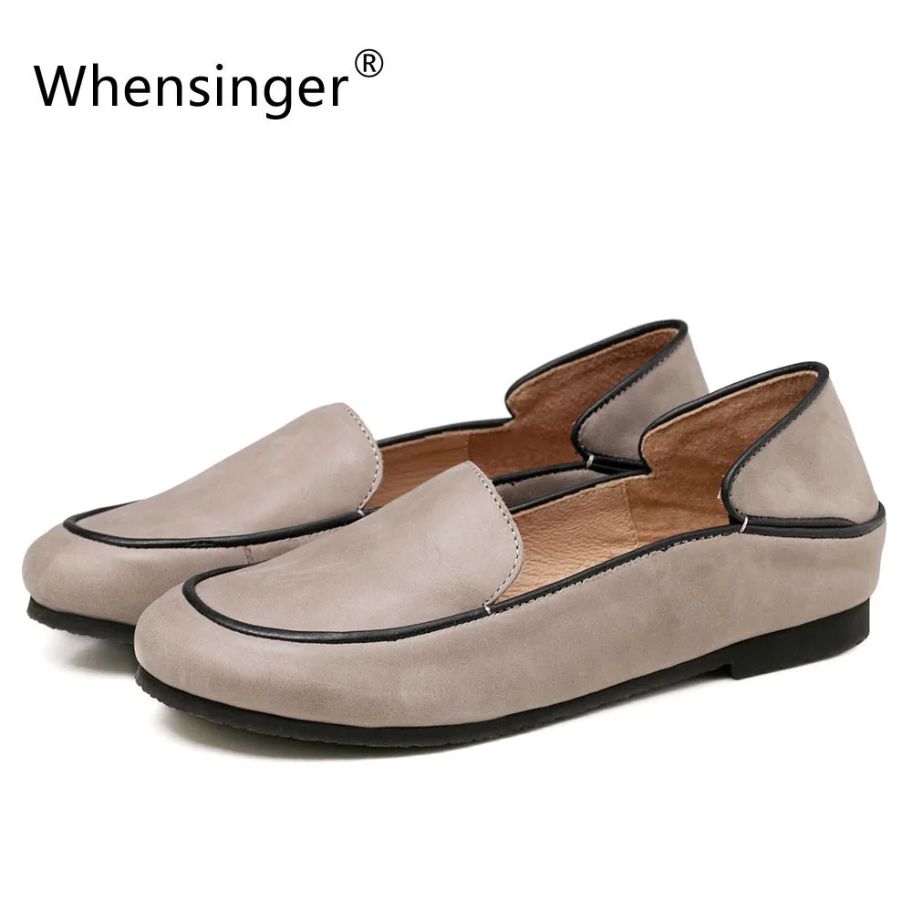 

Whensinger - 2018 New Arrival Woman Shoes Cow Leather Flats 2 Colors 185