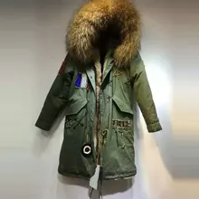 Мода Флаг Франции Бисер длинная стильная естественный цвет искусственного меха внутри зимняя куртка из меха енота с капюшоном