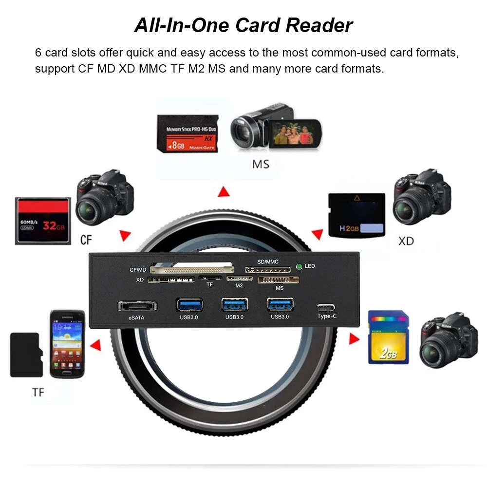 Кардридер Sunshine tipway STW 5 25 дюйма с USB 3 1 и 0 поддержкой CF MD MMC TF M2 MS|tf m2|internal card readercard reader