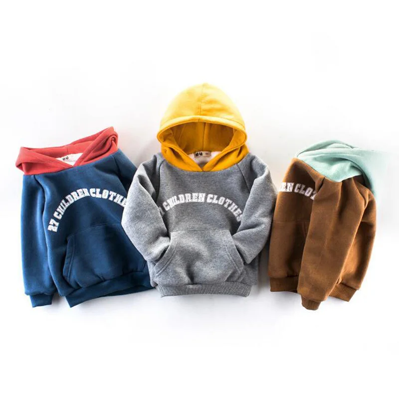 Children wear font b hoodies b font boys plus cashmere winter hoodie 2 8 year old