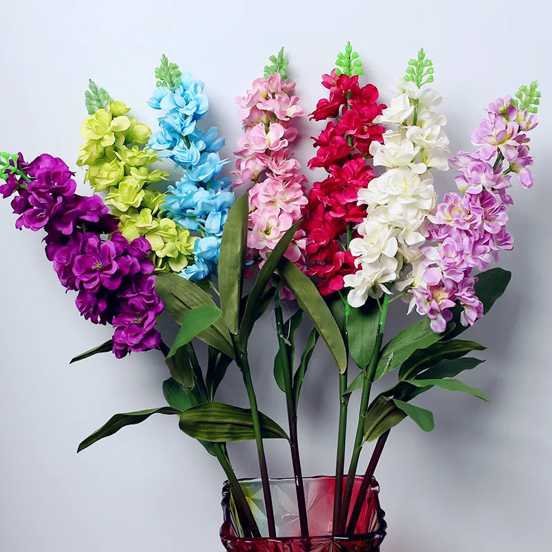 

20pcs Artificial Gilly Fake Larkspur Silk Violet Delphinium Beige/pink/rose red/purple colors Cymbidium Orchid Flowers