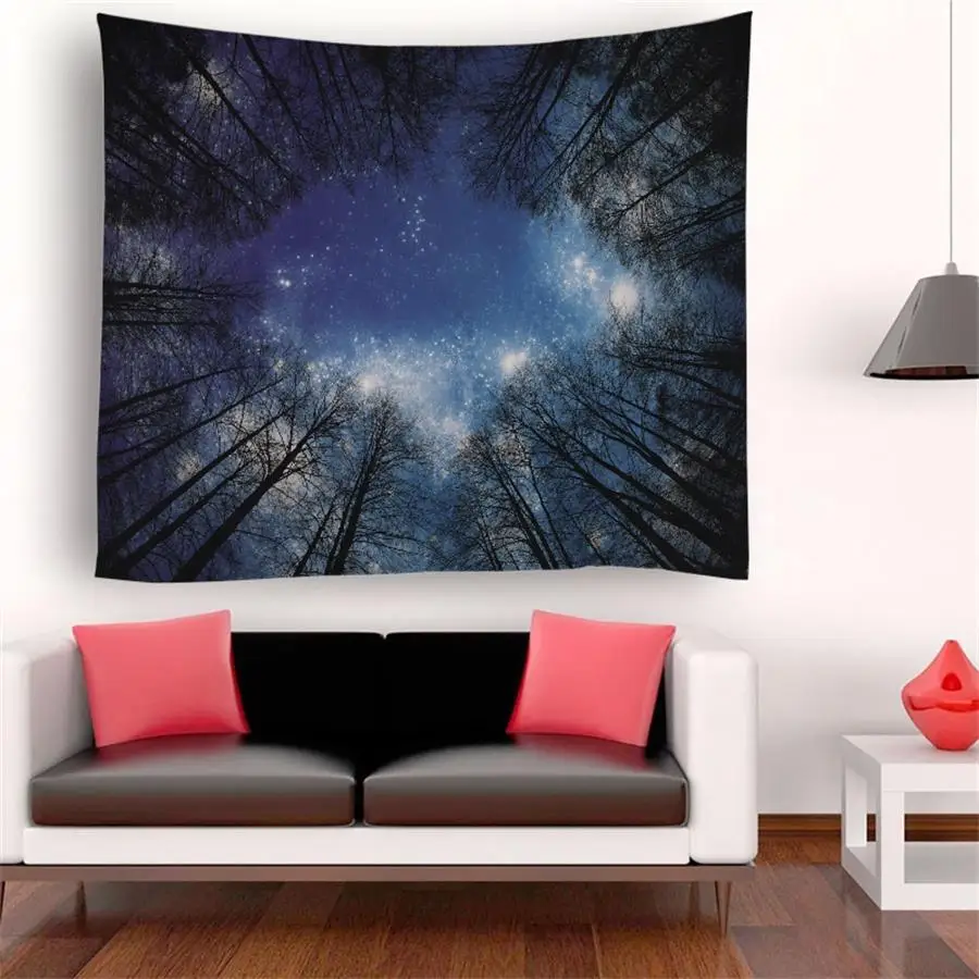 

Forest Starry Tapestry Wall Wall Hanging Galaxy Hippie Tree Mandala Bohemian Tapestry Decor