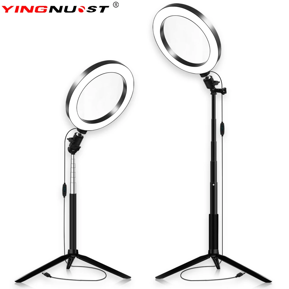 

Photography LED Selfie Ring Light 20cm 8'' Dimmable Phone Video Ring Lamp For Makeup Video Live Stream Selfie Studio Lighting