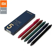 Оригинальные ручки для вывесок Xiaomi KACO, гелевые ручки, 0,5 мм, пишущие точки, АБС-пластик, сглаживающие, долговечные, 5 цветов, заправка с коробкой для ручек