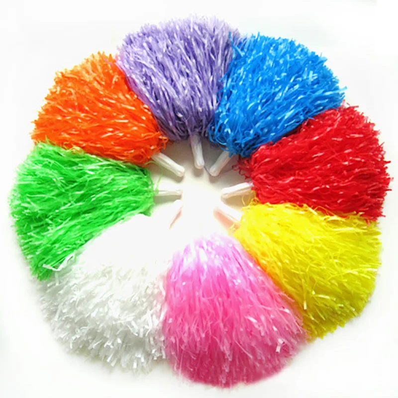 

FDBRO Pompom Flower Cheerleaders Took Ball Bouquet Cheerleaders Hand Flowers Rings and Plastic Handles for Sports Match 3 Pairs