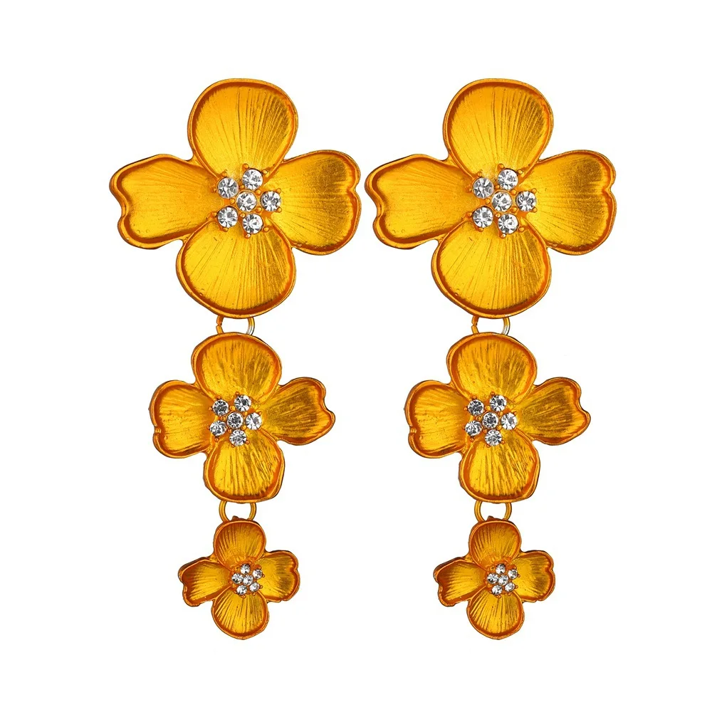 2018 Exaggeration Long Big Flower Dangle Earrings For Women Fashion Trendy Boho Style Crystal Drop Jewelry Brincos | Украшения и