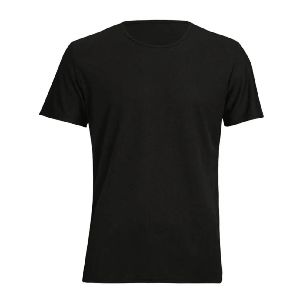 Однотонная одежда с короткими рукавами и круглым вырезом; большие размеры; одежда для походов; дышащая водонепроницаемая Спортивная рубашка с коротким рукавом - Цвет: Черный