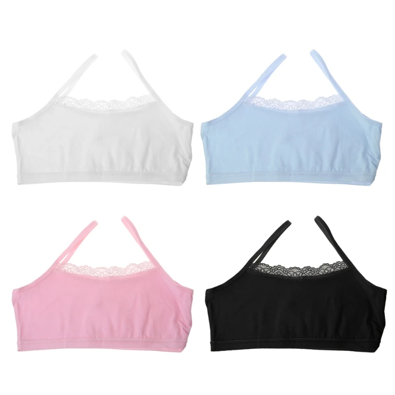 

New Hot 1 Pc Girl Underwear Lace Bras Cotton Camisoles Sports Bra Top For Teens Training Bra 4 Colors Top Quality
