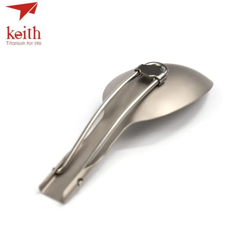 Keith titanio plegable cuchara Camping viaje mesa de Picnic senderismo mango largo conveniente de titanio puro cuchara 22G Ti5315