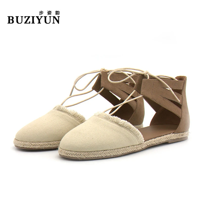 

Woman Gladiator Sandals Schuhe Frauen 2018 Summer New Orginal Design High Heels Casual Canvas Shoes Size 36-39 BUZIYUN