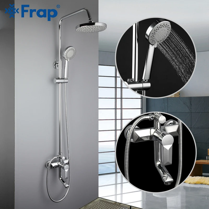 FRAP Shower Faucets round contemporary style bathroom shower faucet bath shower mixer with ABS shower head set bathtub faucet