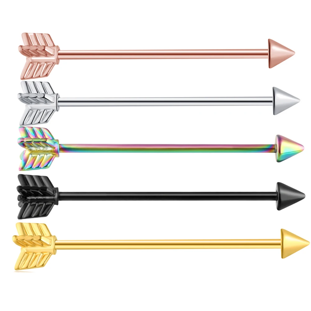 

JUNLOPWY 14 Gauge Arrow Industrial Barbell Cartilage Earring Ear Taper Expansion Body Piercing Jewelry 1 1/2Inch 100/200pcs