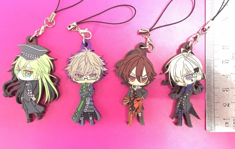 

4pcs/lot Amnesia 2018 New arrival Original Japanese anime figure rubber Silicone mobile phone charms keychain strap G809