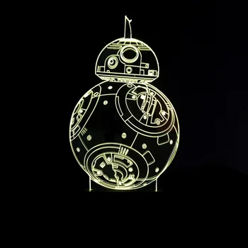 

7 Color Desk Table Lamp 3D Star War BB8 Robot Light Fixture LED Night Light Kids Toy Christmas Gifts Baby Sleep Lighting Lampara