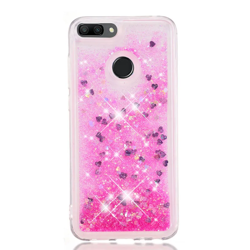 For Huawei Honor 9 Lite Cute Cover Honor9 Lite Soft Case LLD-L31 LLD-L22A Glitter Dynamic Liquid Quicksand Back Covers LLD L31 