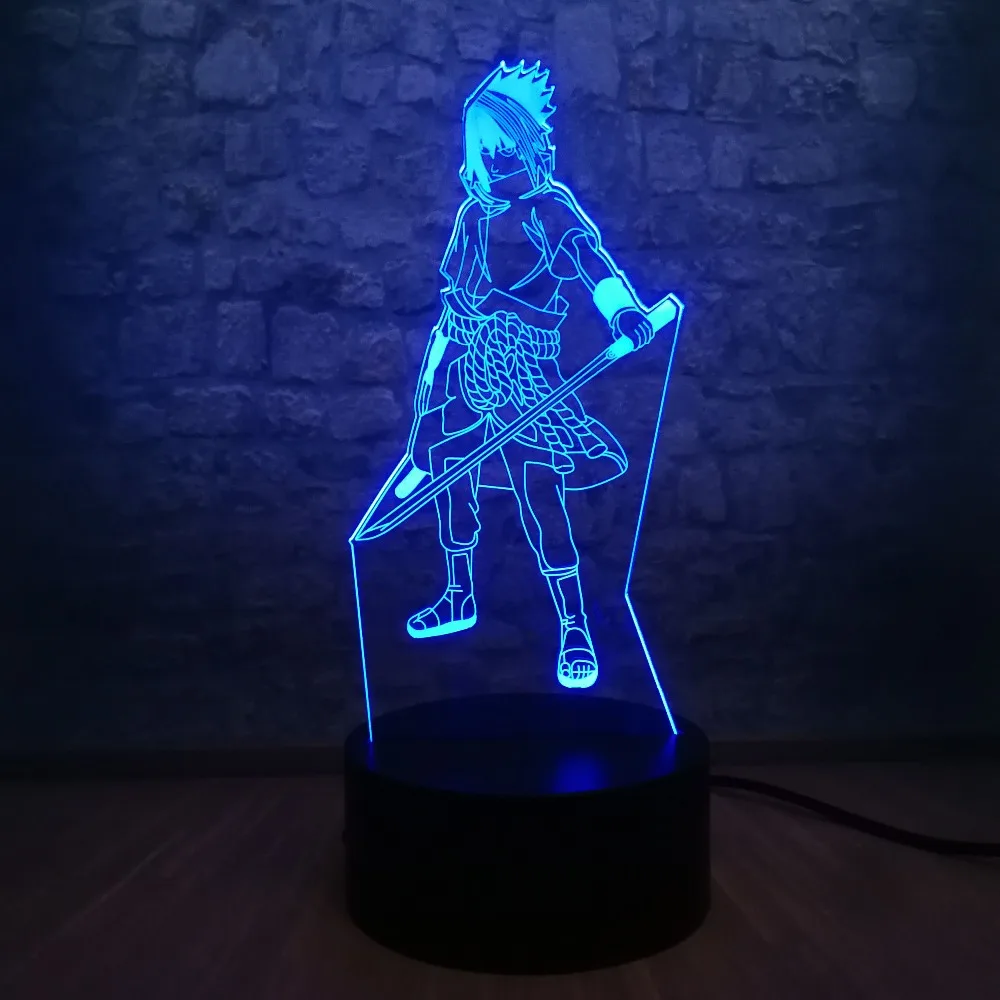 3D Наруто Uchiha Sasuke модель светодиодный светильник USB зарядка 7 цветов меняющий