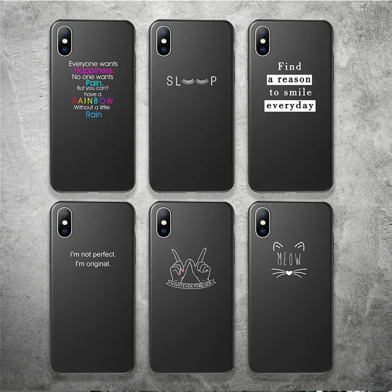 USLION Couple Love Heart Case For iPhone 6 7 6s 8 Plus Letter Phone Cases X XR XS Max Silicone TPU Soft Cover Fundas |