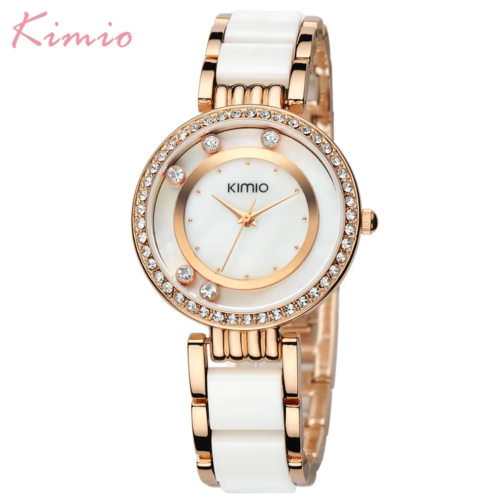 

Kimio Top Sale Fashion Dress Women Watches Pearl Scale Crystal Diamond Rolling Quartz Bracelet Lady Watches Gift Box For Female