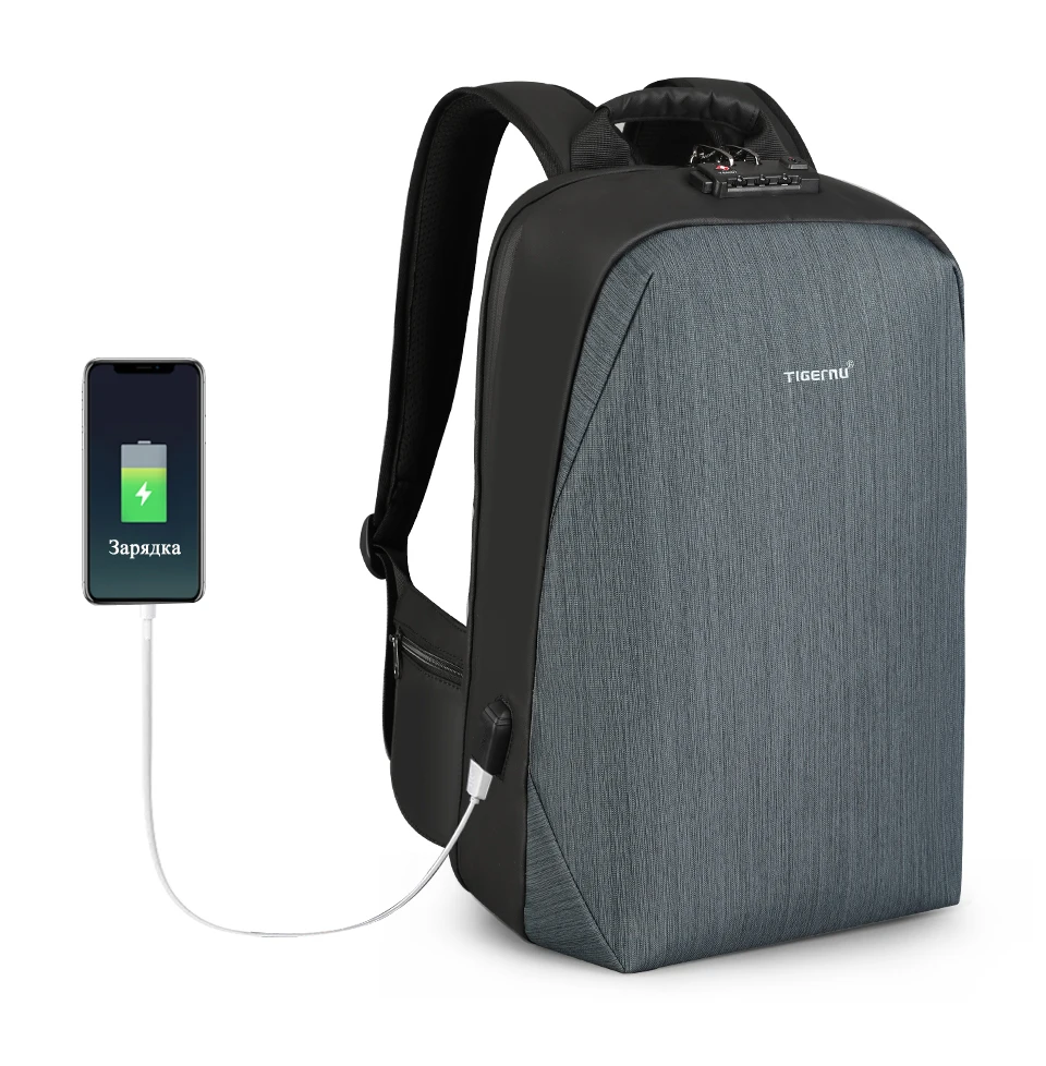 Tigernu RFID бизнес рюкзак с TSA Путешествия Замок для багажа карты защита от кражи рюкзаки для мужчин водонепроницаемый 15,6 ноутбук