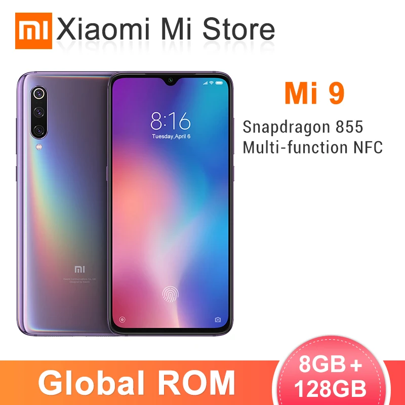 Глобальная ПЗУ Xiaomi mi 9, 8 ГБ ОЗУ, 128 Гб ПЗУ, mi 9 Смартфон Snapdragon 855, четыре ядра, 48 МП, тройная камера, 6,3" AMOLED FHD дисплей