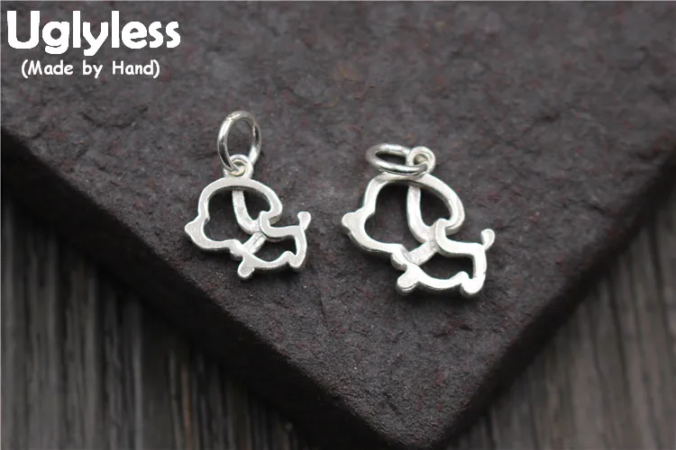 

Uglyless Real 925 Sterling Silver Dogs Charms Accessories Jewelry DIY Handmade Cute Animal Findings Small Hollow Pendants Bijoux