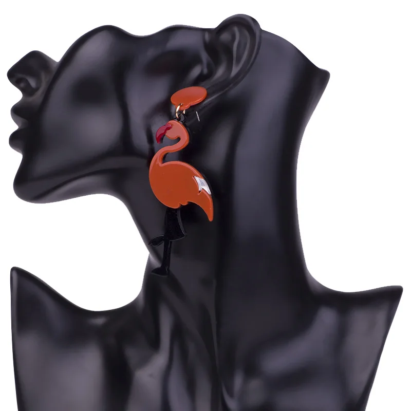 Classic Dangling Fashion Acrylic Bird Earrings for Women Long Big Resin Flamingo Drop Earring Animal Gifts for Girls Jewelry (5)