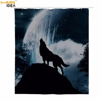 

HUGSIDEA 1PC Wolf Waterproof Shower Curtain Polyester Fabric Bath Curtains for Home Bathroom Curtain 180*168cm Blackout Cloth
