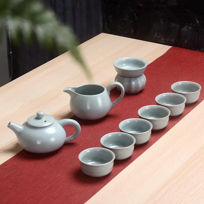 Китайский чайный набор кунг-фу, керамическая чайная чашка чайник, чайный костюм из 9 предметов, китайский чайный костюм для церемонии, чайные наборы, подарок для друга