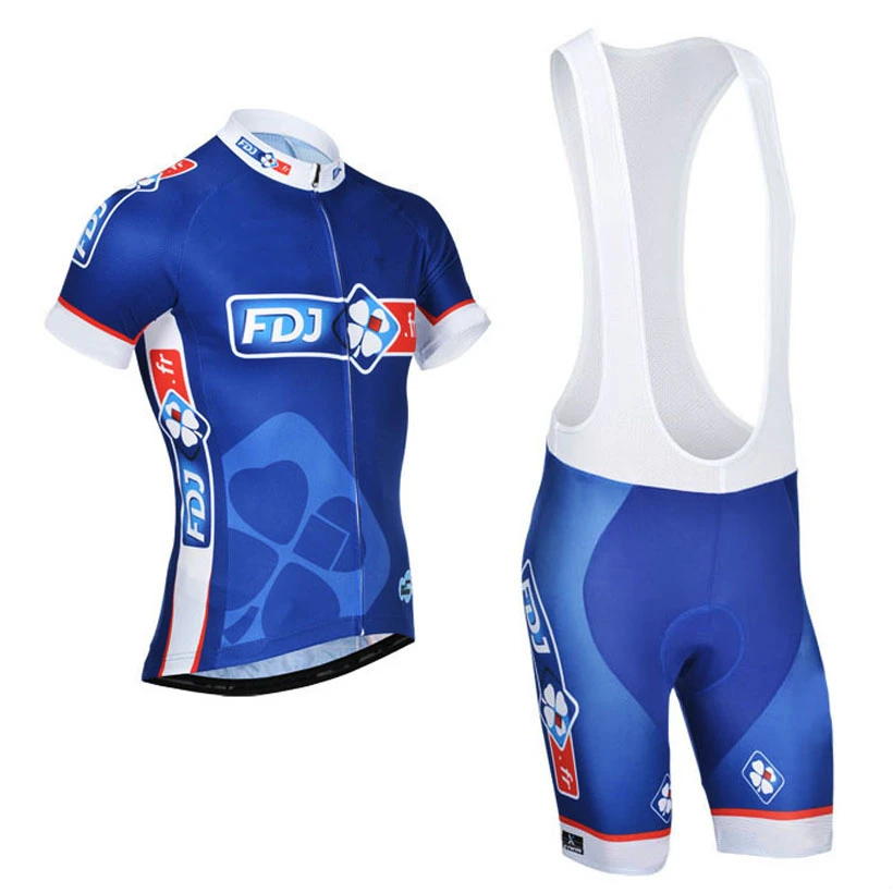 FDJ 2015 cycling jersey team clothing quick dry bib shorts set with cycle summer bicycle wear breathable