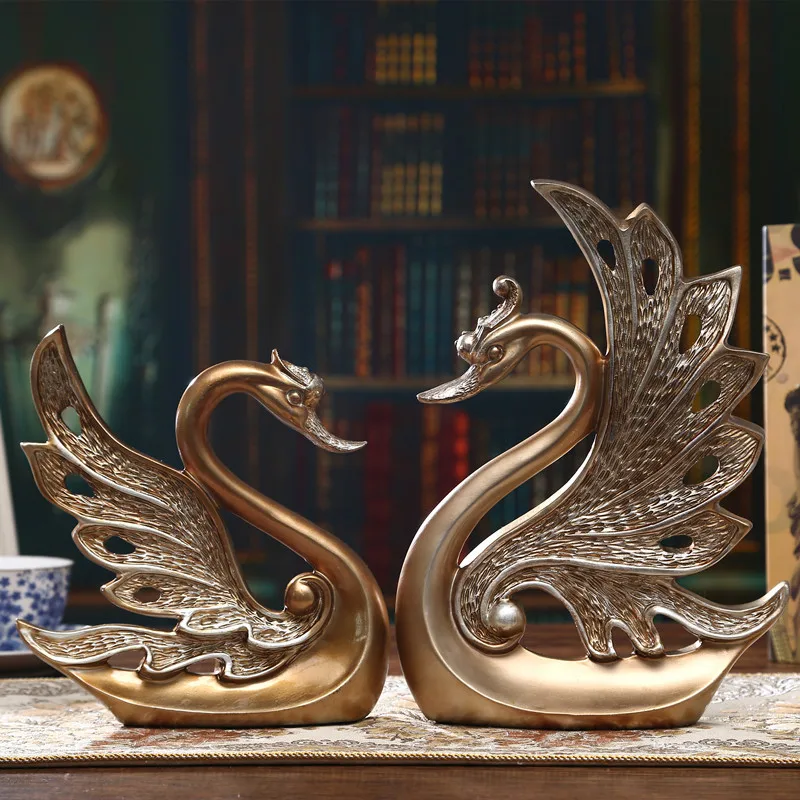 

Home decoration accessories Europe Resin Originality TV bench living room Decoration Crafts Swan Home decor Figurines Miniatures