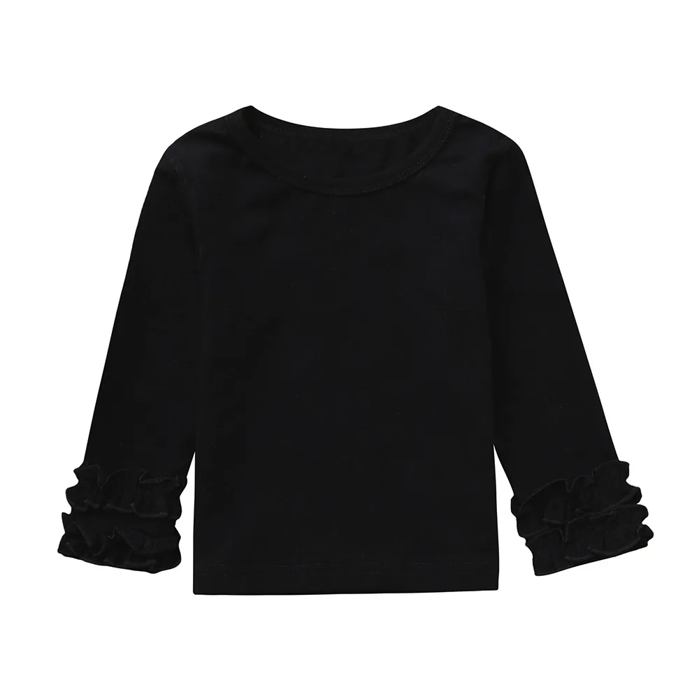 

Toddler Baby Girls Long Sleeve Ruffles Candy Color Tops Solid T Shirts Clothes Children's Long Sleeve T-Shirt Top Sleeve Shirt